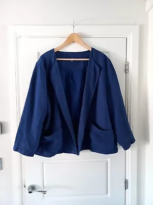 Buy Seasalt Country House Linen Jacket Size 24 Uk Excellent Pockets 3/4 Sleeve Blue • 45£