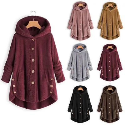 Buy Plus Size Womens Fluffy Fur Jacket Fleece Teddy Bear Coat Overcoat Cardigan Tops • 10.99£