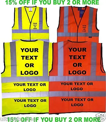 Buy Personalised Printed Hi Vis Safety Vest Logo Text Print Warehouse Event Business • 10.09£