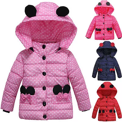 Buy Toddler Baby Girl's Minnie Mouse Hooded Jacket Coat Winter Warm Outwear Clothes • 13.09£