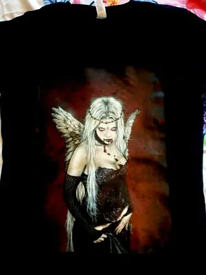 Buy Women's Gorgeous T-Shirts Gothic Vampire Fairy Red/black With Trickling Blood • 17.99£