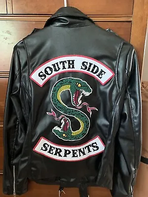 Buy Leather Faux Jacket South Side Riverdale Serpents HOT Topic Black XS • 24.13£