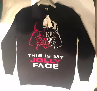 Buy Mens Star Wars Darth Vader 'Jolly Face' Knitted Christmas 🎄 Jumper ~ Large/L • 12.77£