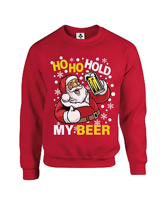 Buy Ho Ho Hold My Beer Funny Christmas Jumper Xmas Alcohol Sweatshirt • 19.95£