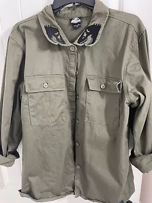 Buy Jurassic World Jurassic Park Utility Shirt Jacket Olive Green Large • 33.07£