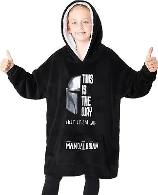Buy The Mandalorian Boys Oversized Blanket Hoodie, BLACK Fleece Wearable Blanket • 21.49£