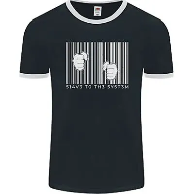 Buy Slave To The System Anti Capitalism Mens Ringer T-Shirt FotL • 12.49£