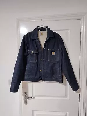 Buy Mens Carhartt Denim Jacket With Fleece Lining Good Condition • 25£