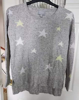 Buy Womens Teens Size 8 Eu34 PURE Jumper 5% Cashmere Wool Blend Grey Stars Christmas • 9.99£
