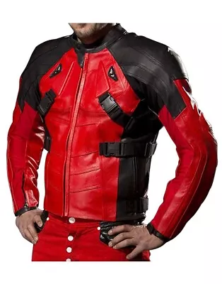 Buy DEADPOOL Motorcycle Mens Leather Jacket Protective Armor Padded Bikers Jacket • 189.99£