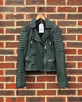 Buy *STUNNING* All Saints Ladies  FOREST  Leather Biker Jacket UK8 US4 Pitch Moto • 129.99£