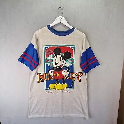 Buy Vintage Mickey Mouse T Shirt Mens Large Grey Graphic Print Disney Tee • 29.99£
