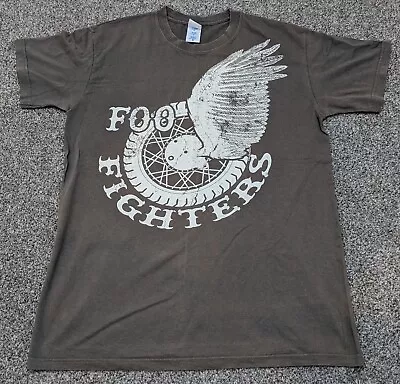 Buy Vintage 2010 Foo Fighters Tour Band T-Shirt Medium Winged Wheel - Khaki • 22£