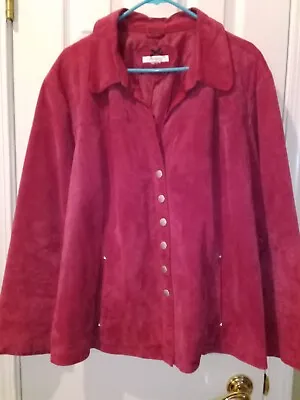 Buy Dress Barn Long Sleeve Leather Jacket Women's Plus 2x Lined Burgundy Berry  • 34.79£