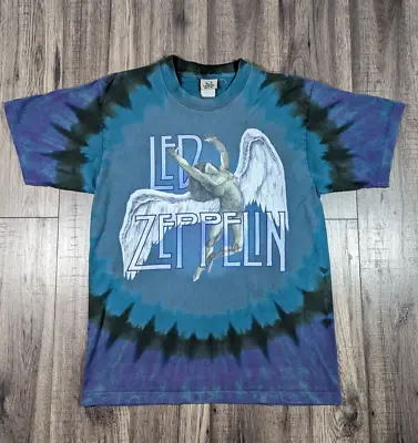 Buy Vintage Liquid Blue Led Zeppelin 1975 Men's M Tie-Dye Single Stitch T-Shirt • 149.99£