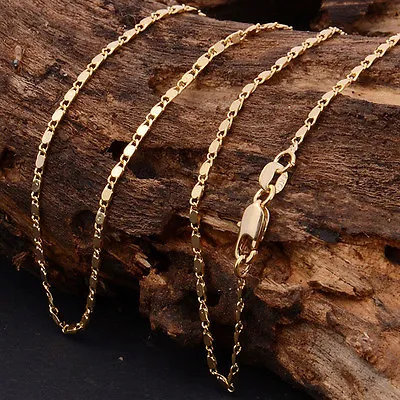 Buy Women Men 2mm 18k Gold Plated Plain Figaro Chain Link Necklace 16 -30'' Jewelry • 2.75£