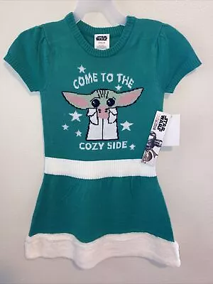 Buy Disneys Star Wars Girl's XS 4-5 Baby Yoda Green Sweater Dress Kids Clothing • 8.03£