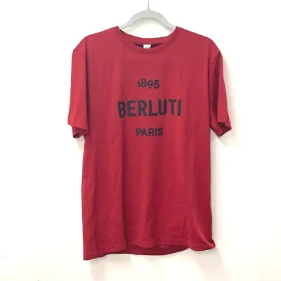Buy Berluti Logo Apparel Tops Short Sleeve T-shirt Cotton Red/Black Unused • 354.13£