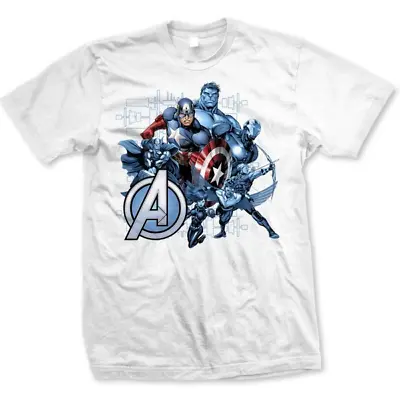 Buy Marvel Comic Official Avengers Group Assemble Size XLarge Mens White T-Shirt • 9.95£
