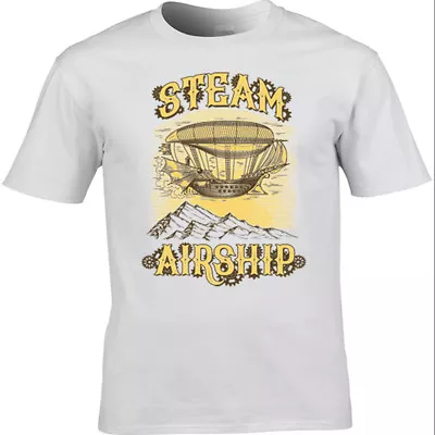 Buy Men's Steampunk T-Shirt Gothic Victorian Design Steam Airship • 10.99£