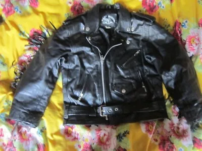 Buy Baby Biker Childs Black Leather Biker Jacket,size 34,grease John Travolta,angels • 19.99£