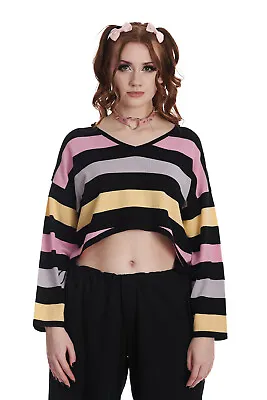 Buy Women's Gothic Punk Emo Black Striped Sleeves Nana Knitted Jumper BANNED Apparel • 34.99£