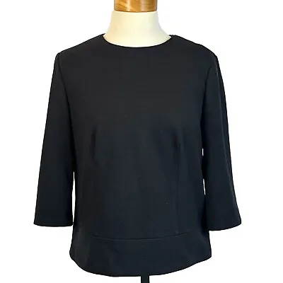 Buy Liz Claiborne Women's Black Knit Blouse Long Sleeve Zip Back Peplum Size Medium • 26.02£