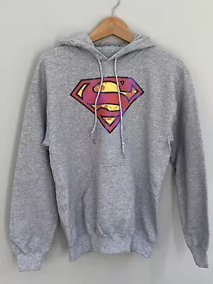 Buy Superman Hoodie Womens Size SMALL Grey Hooded Sweatshirt • 8.75£
