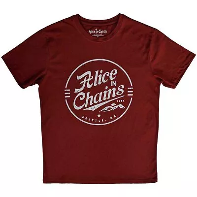 Buy Alice In Chains 'Circle Emblem' Red T Shirt - NEW • 15.49£