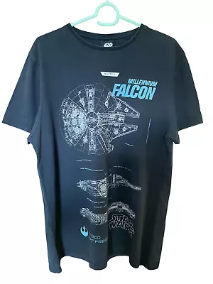 Buy Star Wars Mens Short Sleeved T-Shirt Millennium Falcon Black Size Large • 10£