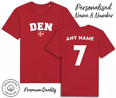 Buy Denmark DEN T-Shirt 2024 Personalised Name & No Adult Kids Baby, Football Euro • 13.99£