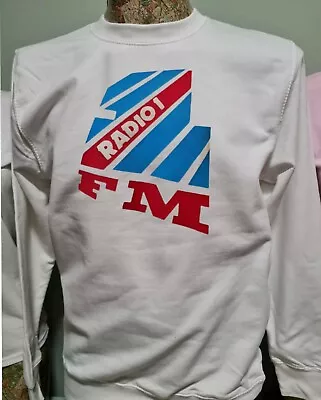 Buy Radio 1 One FM Sweatshirt Mens Unisex Retro 1980s Roadshow Sweater Sweat Shirt • 19.99£
