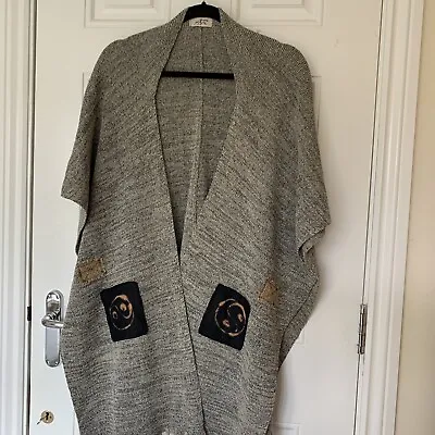 Buy Ladies Grey Fleck Patterned Knitted Cape By A & R • 5.99£