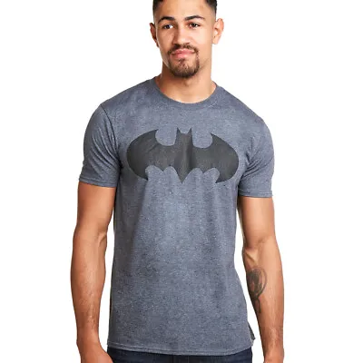 Buy Batman Mens T-shirt Mono Bat Symbol Logo Grey S-2XL Official DC Comics • 13.99£