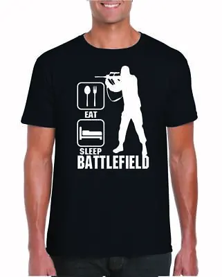 Buy Battlefield T Shirt Men's Personalised Gamer, Eat Sleep Battlefield Funny Tshirt • 9.99£
