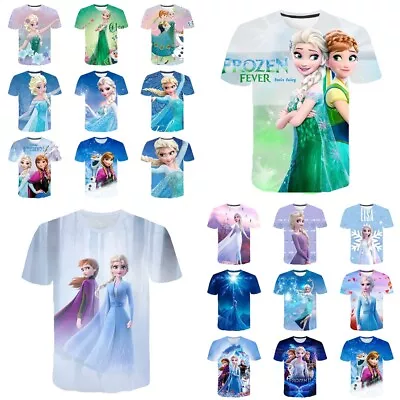 Buy 3D Frozen T-shirt Anna Elsa Princess Tops Girls Casual Cosplay Short Sleeve Tee • 5.88£