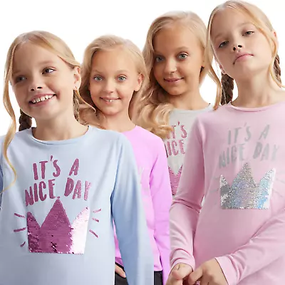Buy Girls T Shirts Fairy Glitters Cotton Long Sleeve Tee Tops Kids T Shirts Uniform • 8.50£