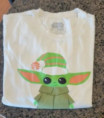 Buy Women Star Wars Baby Yoda Grogu Ivory Happy Holidays Christmas T Shirt Large NEW • 7.10£