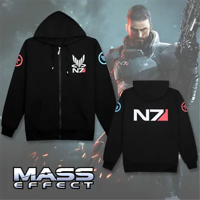 Buy Mass Effect N7 Mens Casual Zipper Hoodie Jacket Coat Cosplay Clothing Costume • 23.56£