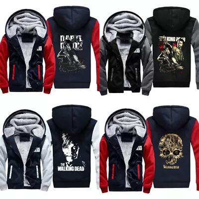Buy The Walking Dead Print Sweatshirts Thicken Hoodie Men Winter Zip Coat Jacket • 20.05£