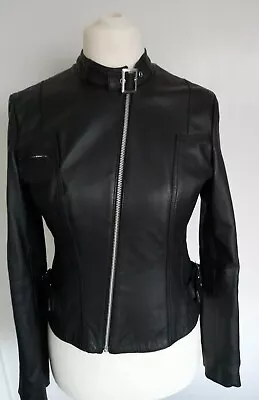 Buy NEXT - Biker Style REAL LEATHER Jacket Black Size 8 • 54.99£