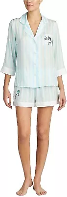 Buy Betsey Johnson Contrast-Trim Pajama Set Bridal Wife Wedding Blue Short Set XS • 65.33£