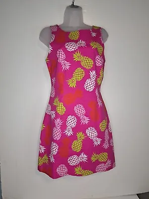 Buy MacBeth Collection Woman’s Shift Dress Small Pink Pineapples Lined Sleeveless  • 16.06£
