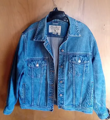 Buy Eddie Bauer Denim Jacket Womens M/M Blue Jean Trucker Cotton Coat Ladies • 18.89£
