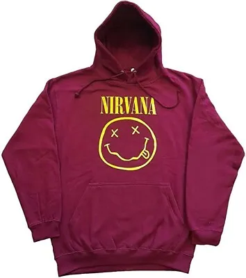 Buy Nirvana Smiley Maroon Official Hoodie  (LARGE)   (ro) • 32.39£