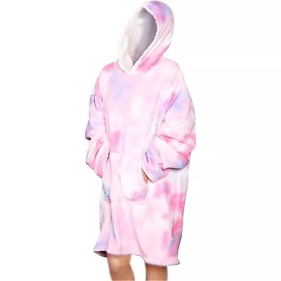 Buy Ladies Oversized Hoodie Tie Dye Pink Snuggle Super Soft Warm Fleece Blanket • 13.99£