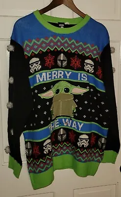 Buy STAR WARS Grogu Baby Yoda Pullover Christmas Sweater. Adult S M • 28.92£