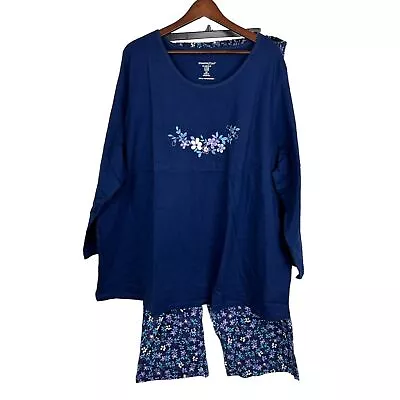 Buy NEW Dreams Co. Blue Floral Pajama Sleep PJ Set Pants Top Women’s 3X • 17.29£
