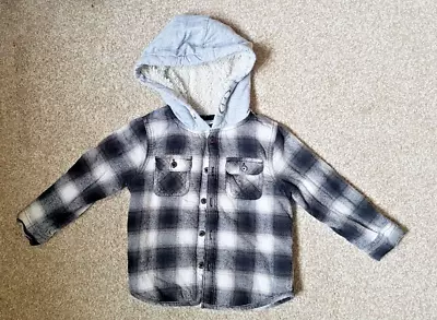 Buy Boys Sherpa Lined Flannel Plaid Shirt Jacket, Hooded 2-3 Years • 10£