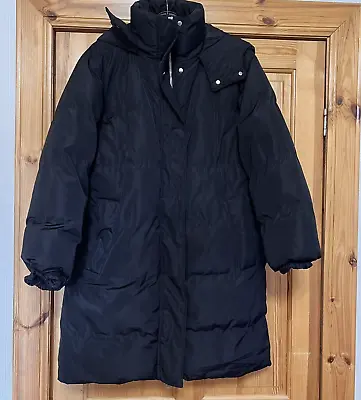Buy Warehouse Black Midi Essential Padded Jacket UK 12 Warm Winter Cosy Jacket • 24.99£